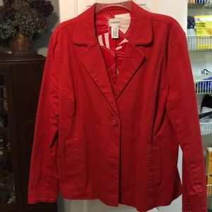 Chico’s red jacket in great condition.